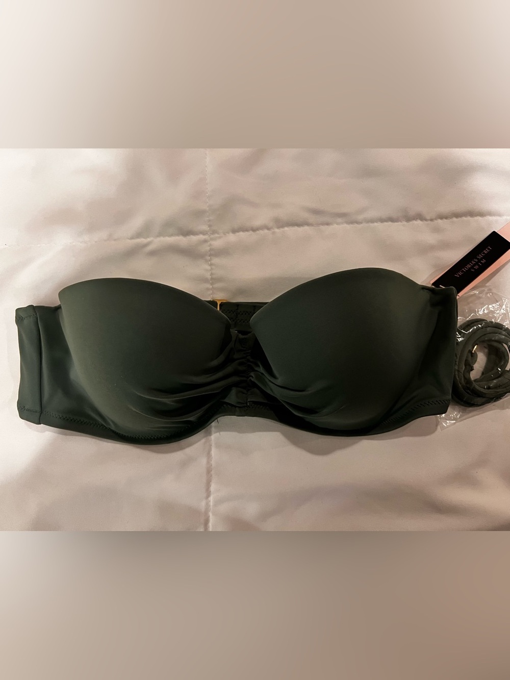 Victoria's Secret Dark Olive Green Strapless Bandeau